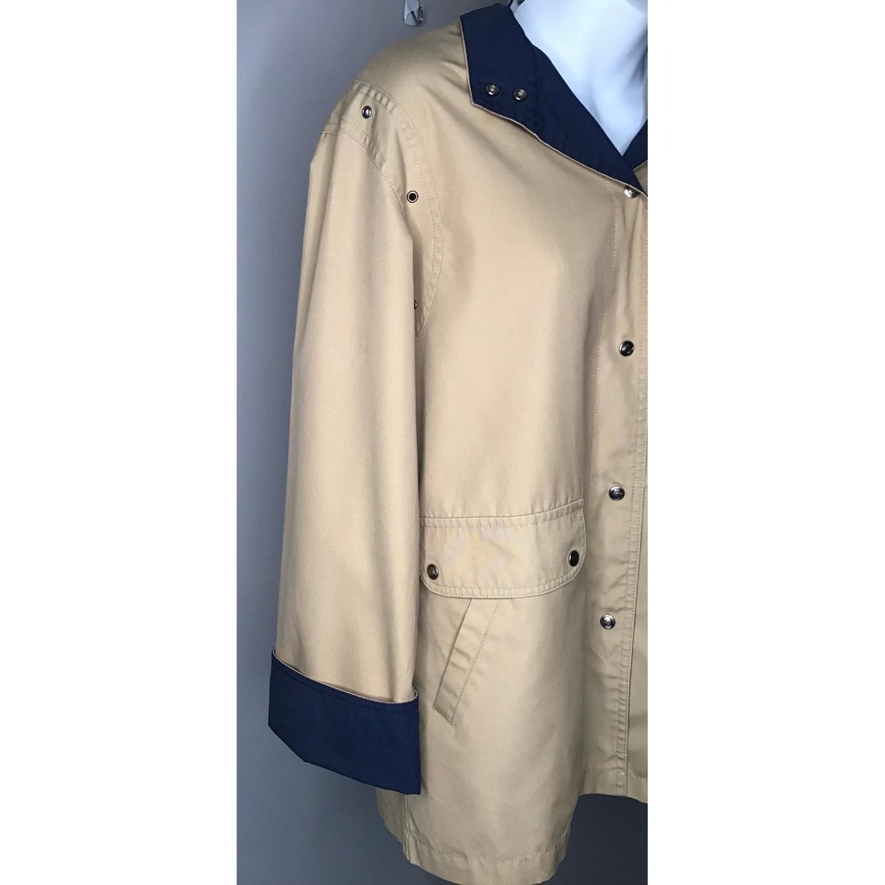 VTG London Fog Size 12 Tan & Navy Blue Raincoat Jacket Boat Vacation Utility - Picture 4 of 15